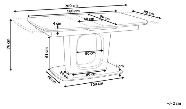Kihúzható étkezőasztal BERRIGAN Világosbézs 160/200 cm 90 cm