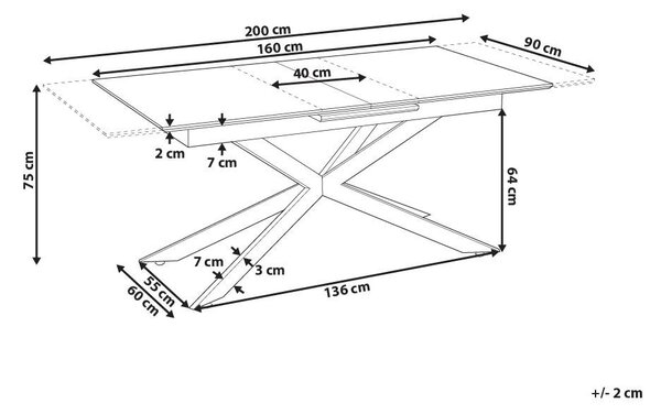 Étkezőasztal FINLEY Világosbarna 160/200 cm 90 cm