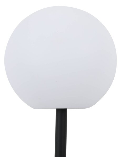 Lindby LED napelemes lámpa Lago, Ø 30 cm, gömb, földi tüske, fehér, Fehér / opál, Műanyag, Modern