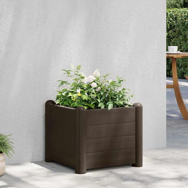 Kávébarna kerti PP magaságyás 43 x 43 x 35 cm