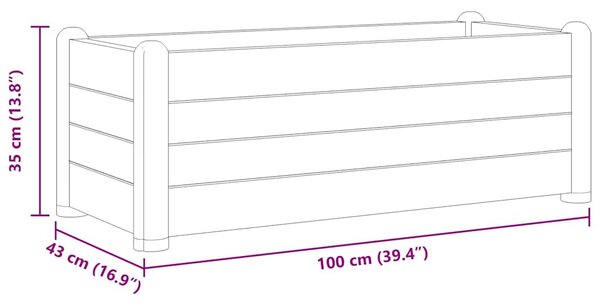 Kőszürke kerti PP magaságyás 100 x 43 x 35 cm