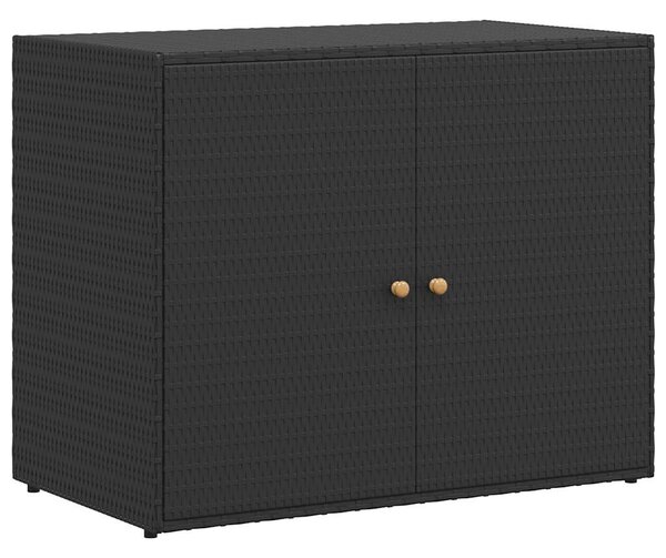 Fekete polyrattan kerti tárolószekrény 100 x 55,5 x 80 cm
