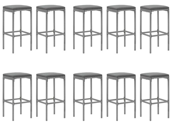 11 részes szürke polyrattan kerti bárszett párnákkal