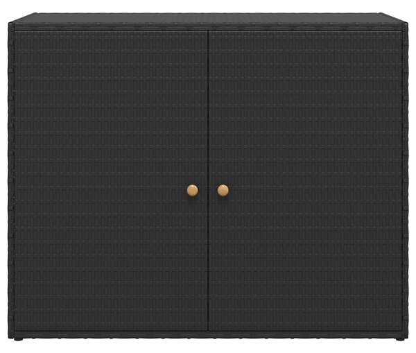 Fekete polyrattan kerti tárolószekrény 100 x 55,5 x 80 cm