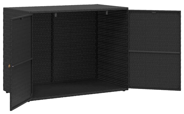 Fekete polyrattan kerti tárolószekrény 100 x 55,5 x 80 cm