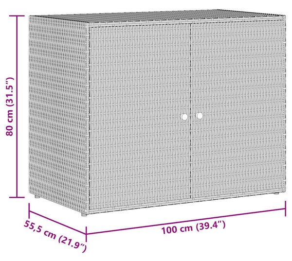 Fekete polyrattan kerti tárolószekrény 100 x 55,5 x 80 cm