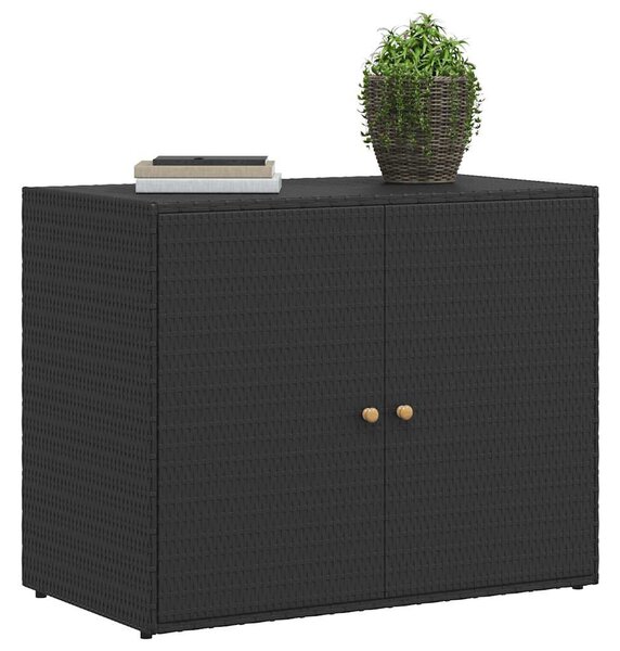 Fekete polyrattan kerti tárolószekrény 100 x 55,5 x 80 cm