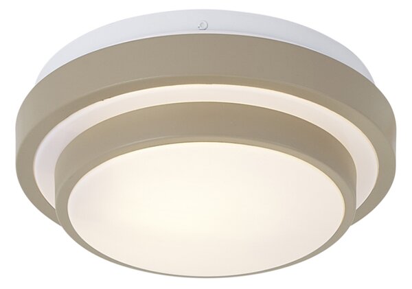 Modern mennyezeti lámpa taupe fehérrel 25 cm IP44 - Walden