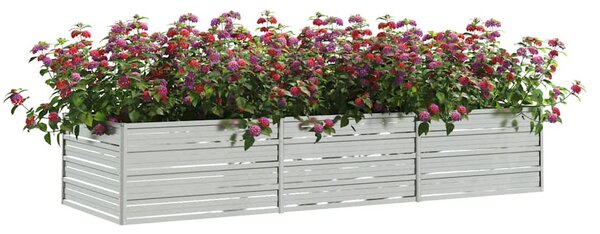 Ezüstszínű horganyzott acél kerti magaságyás 240 x 80 x 45 cm