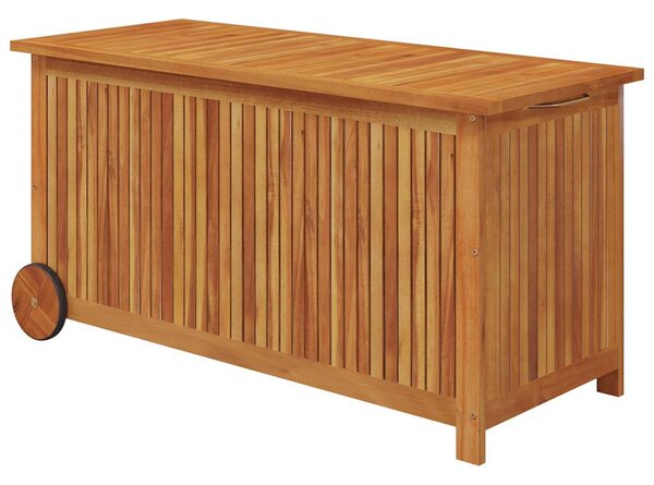 Tömör akácfa kerti tárolóláda kerekekkel 113 x 50 x 58 cm