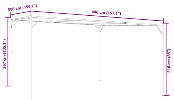 Antracitszürke szövet és acél pavilon 4 x 4 m 180 g/m²