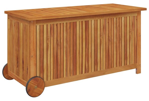Tömör akácfa kerti tárolóláda kerekekkel 113 x 50 x 58 cm