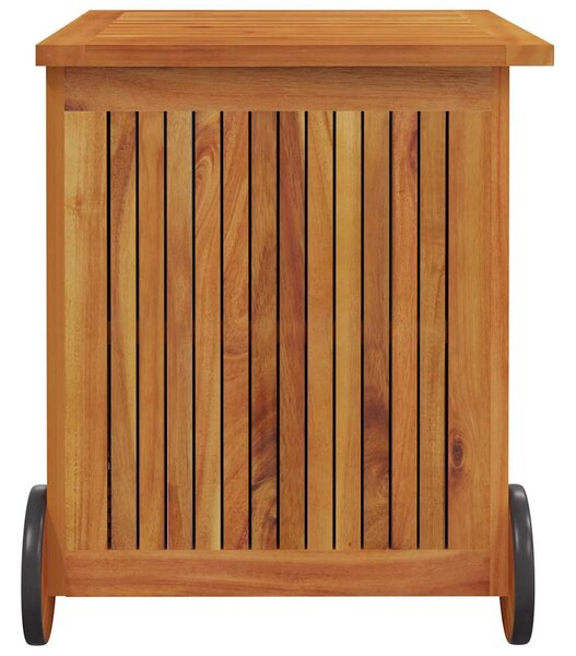 Tömör akácfa kerti tárolóláda kerekekkel 60 x 50 x 58 cm