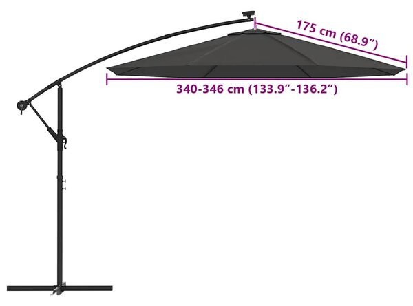 Antracitszürke konzolos napernyőponyva 350 cm
