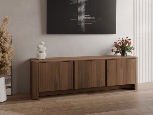 TV-állvány Figal, Laminált forgácslap, 52x168x39cm, Sötét dió, Fekete