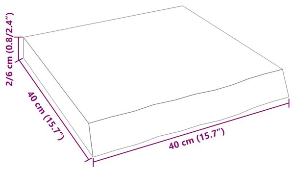 Kezeletlen tömör tölgyfa fali polc 40x40x(2-6) cm