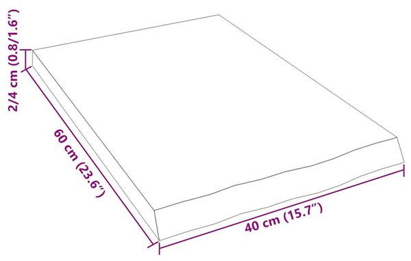 Kezeletlen tömör tölgyfa fali polc 40x60x(2-4) cm