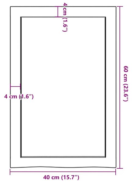 Kezeletlen tömör tölgyfa fali polc 40x60x(2-4) cm