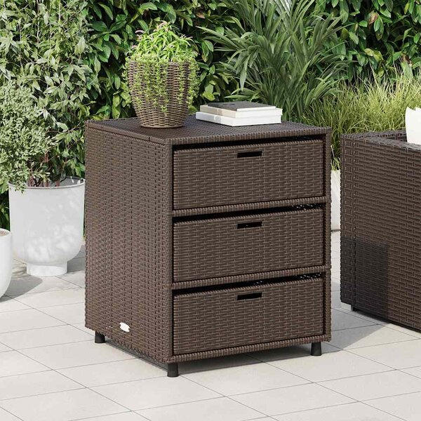 Barna polyrattan kerti tárolószekrény 55 x 59 x 69 cm