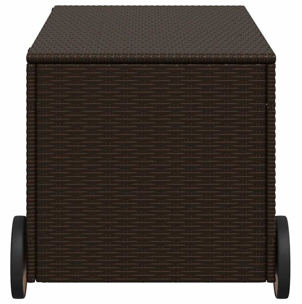 Barna polyrattan kerti tárolóláda kerekekkel 190 L