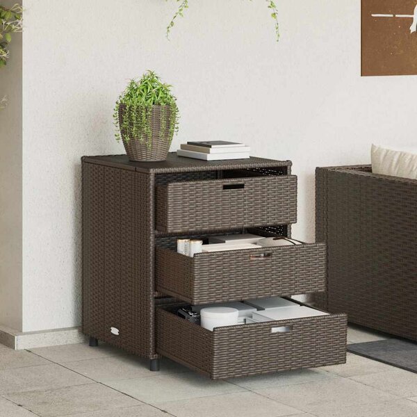 Barna polyrattan kerti tárolószekrény 55 x 59 x 69 cm