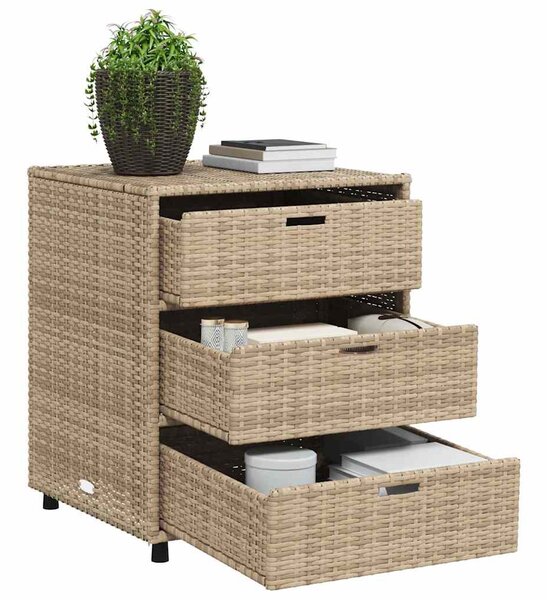 Bézs polyrattan kerti tárolószekrény 55 x 59 x 69 cm