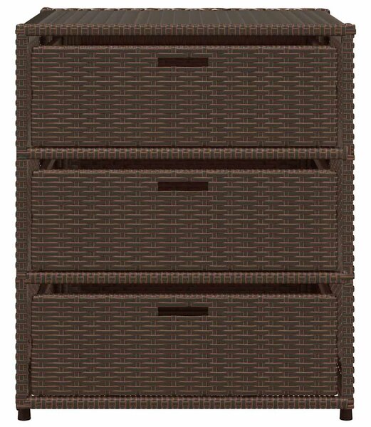 Barna polyrattan kerti tárolószekrény 55 x 59 x 69 cm