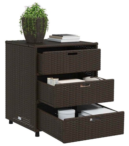 Barna polyrattan kerti tárolószekrény 55 x 59 x 69 cm