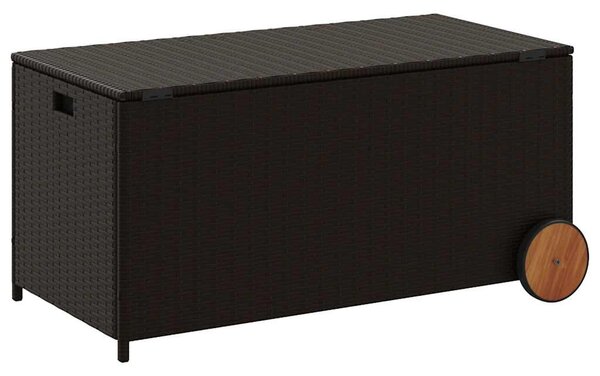Barna polyrattan kerti tárolóláda kerekekkel 190 L