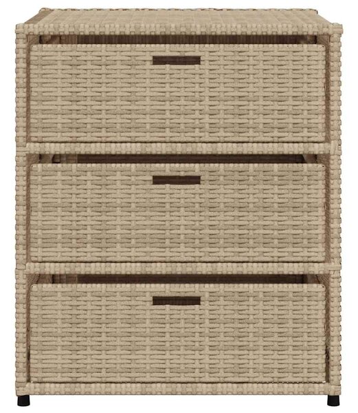 Bézs polyrattan kerti tárolószekrény 55 x 59 x 69 cm
