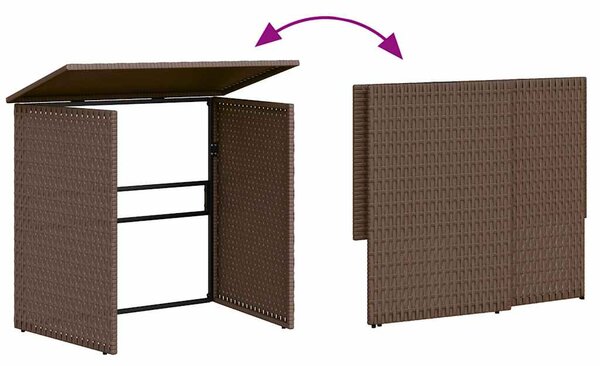 L-alakú barna polyrattan kerti kanapé asztallal és párnákkal