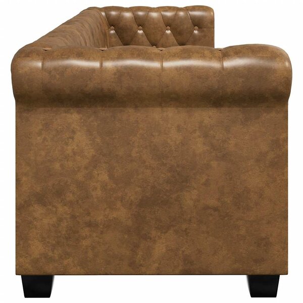 3 személyes barna műbőr Chesterfield kanapé