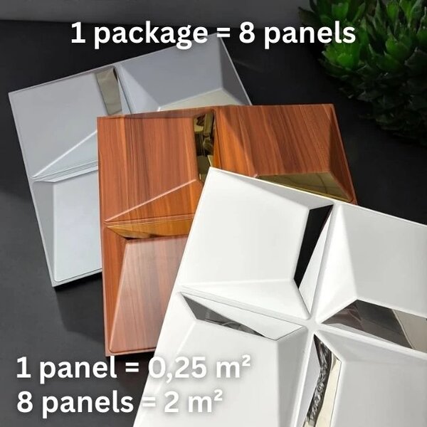 Reflectiva™ 3d Pvc Tükör Falpanel 50 X 50 Cm - 8 Csomagban, Faerezet