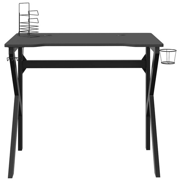 Fekete K-lábú gamer asztal 90 x 60 x 75 cm