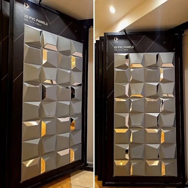 Reflectiva™ 3d Pvc Tükör Falpanel 50 X 50 Cm - 8 Csomagban, Faerezet