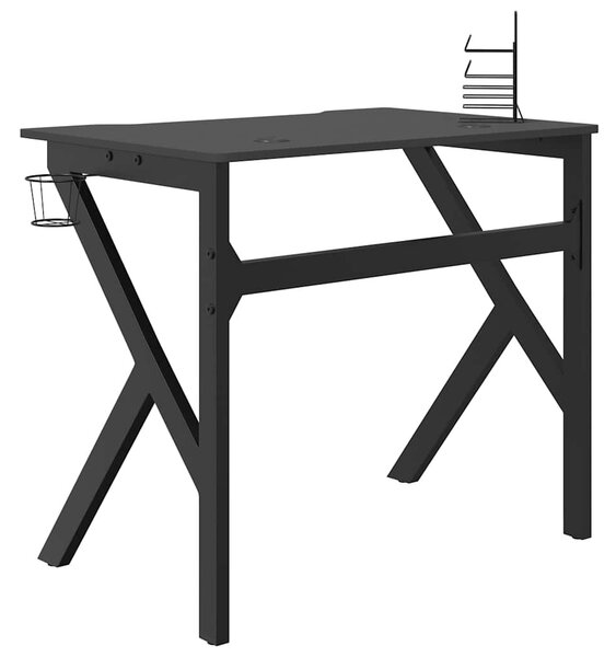 Fekete K-lábú gamer asztal 90 x 60 x 75 cm