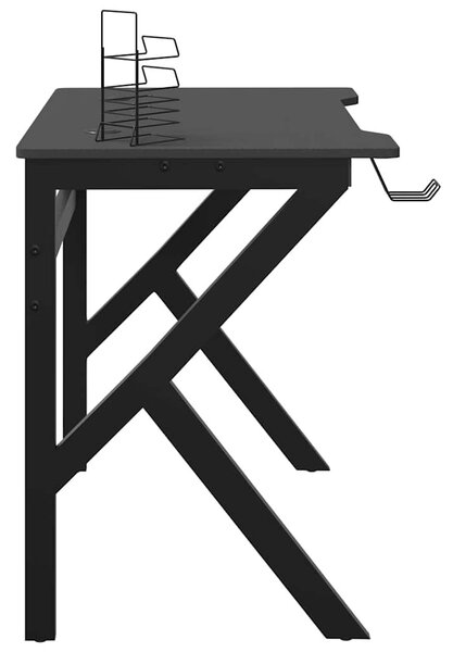 Fekete K-lábú gamer asztal 90 x 60 x 75 cm