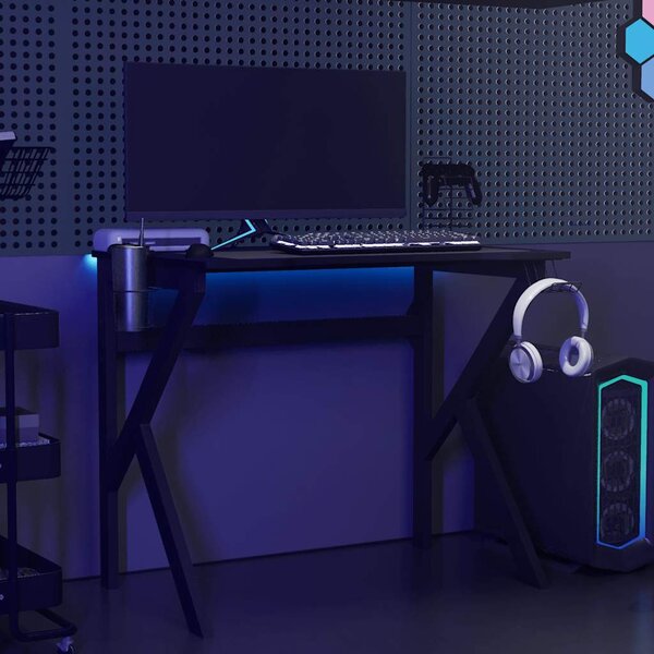 Fekete K-lábú gamer asztal 90 x 60 x 75 cm