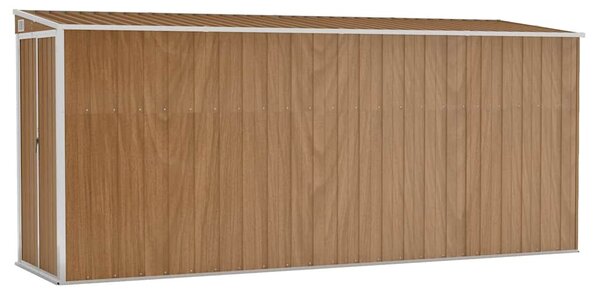 Barna színű, falra szerelhető kerti fészer 118 x 382 x 178 cm horganyzott acélból