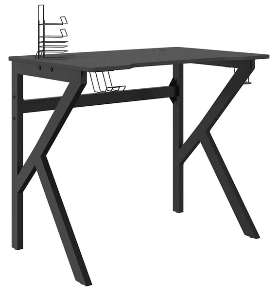 Fekete K-lábú gamer asztal 90 x 60 x 75 cm