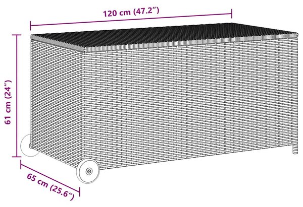 Világosszürke polyrattan kerti tárolóláda 120 x 65 x 61 cm