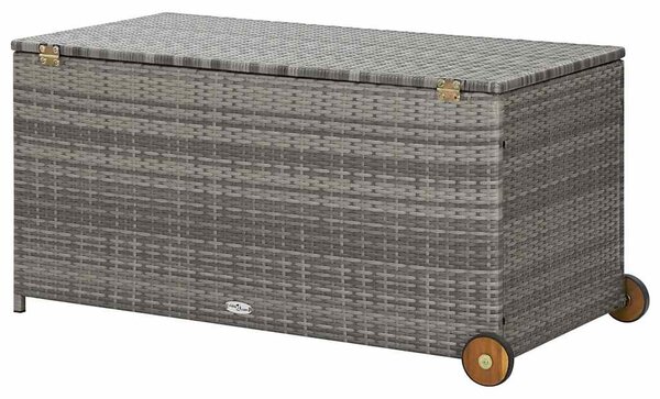 Világosszürke polyrattan kerti tárolóláda 120 x 65 x 61 cm