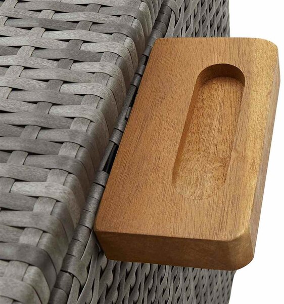 Világosszürke polyrattan kerti tárolóláda 120 x 65 x 61 cm
