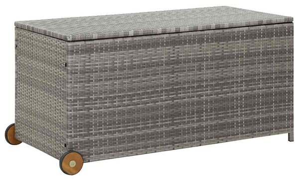 Világosszürke polyrattan kerti tárolóláda 120 x 65 x 61 cm