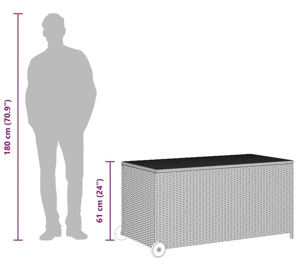 Világosszürke polyrattan kerti tárolóláda 120 x 65 x 61 cm