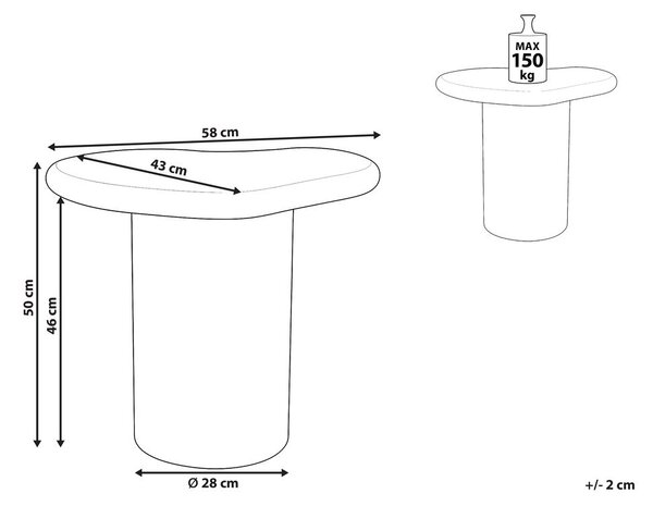 Kisasztal ARSOLI 43 cm 58 cm Törtfehér