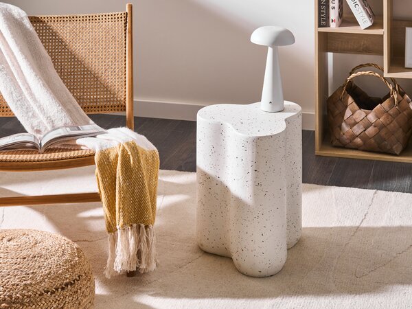 Kisasztal TELLARO 32 cm 37 cm Terrazzo hatású Törtfehér