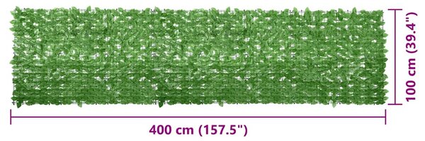 Zöld leveles erkélyparaván 400 x 100 cm