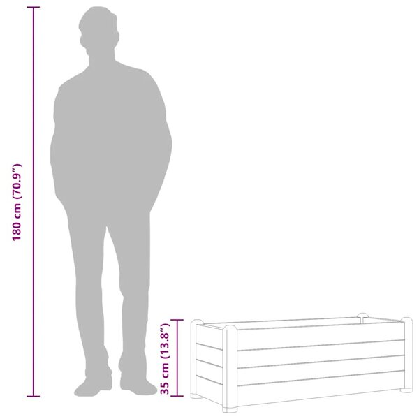 Antracitszürke kerti PP magaságyás 100 x 43 x 35 cm