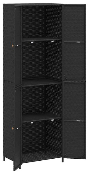 Fekete polyrattan kerti tárolószekrény 59 x 40 x 180 cm